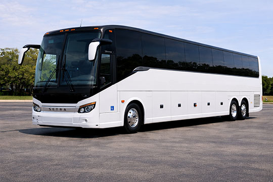 56-passenger charter bus available for charter in Lansing, MI